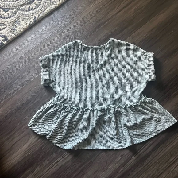 NWOT Jolie (Palmetto Moon) Blue V-Neck Ribbed Babydoll Top - Picture 2 of 3